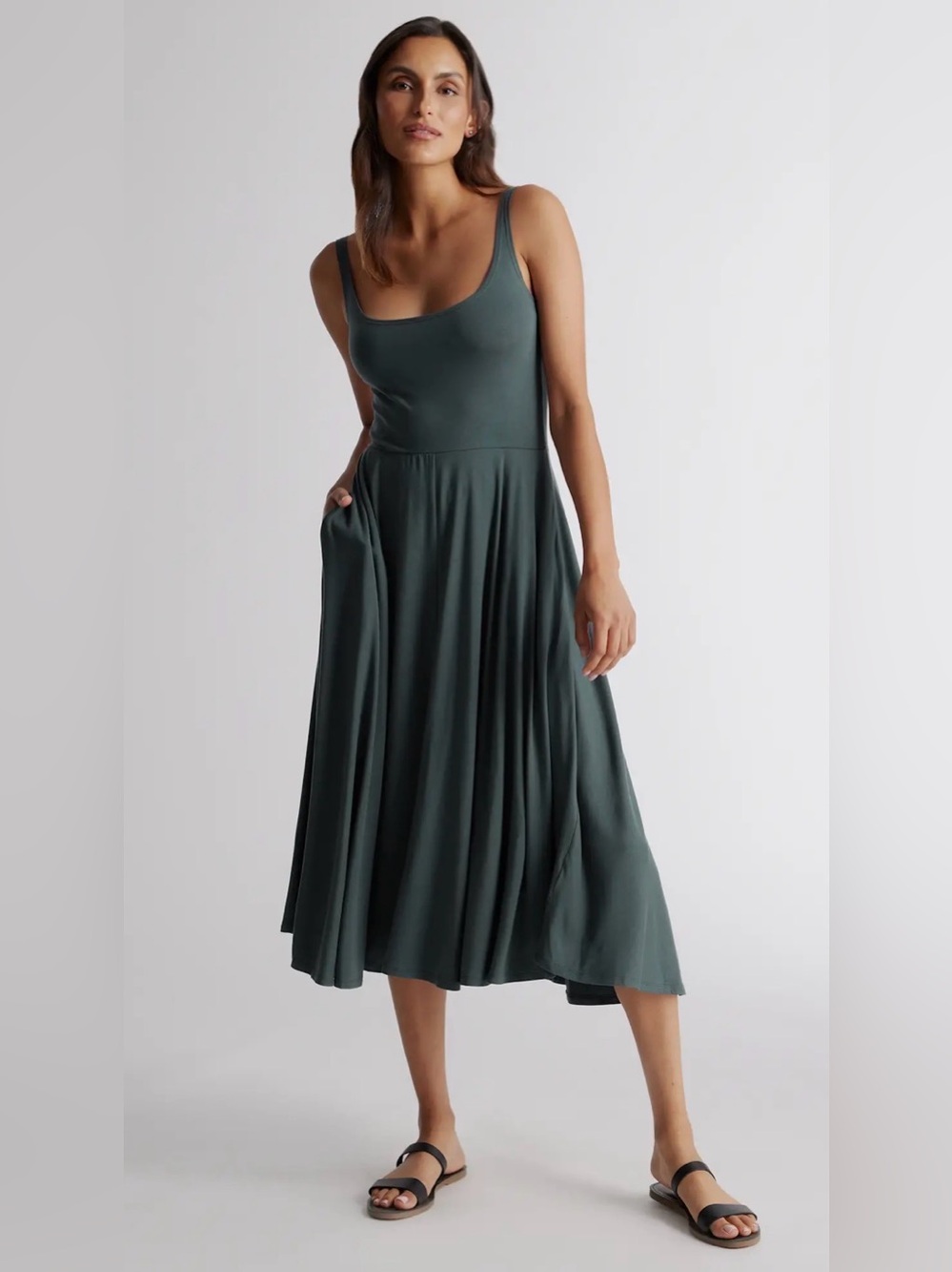 NWT Quince Tencel Jersey Fit & Flare Dress